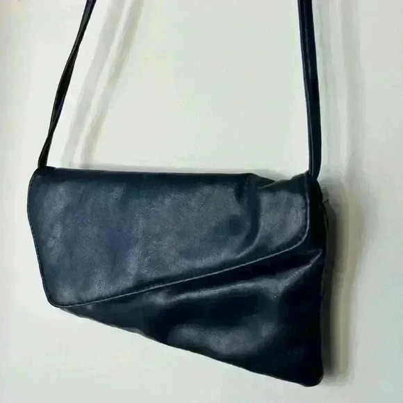 Vintage Y2K Inspired Party Stylish Navy Blue Faux Leather Shoulder Bag Purse - Picture 11 of 16
